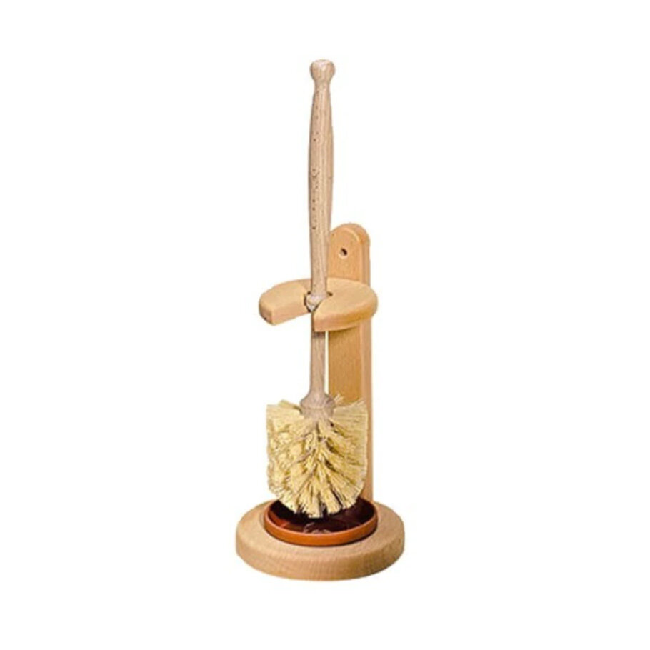 Wooden toilet brush and stand