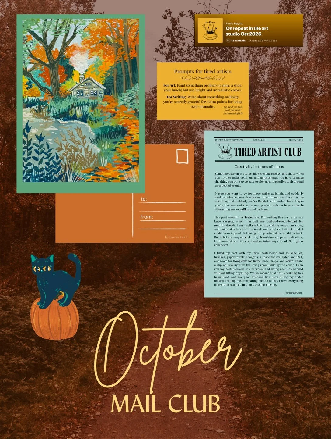 October Mail Club! Sign up by October 1st to get everything here. Plus there&rsquo;s still plenty of spots to get an original mini-painting with your first mailing!

This is everything that you&rsquo;ll get in next month&rsquo;s mail club. Sign up by