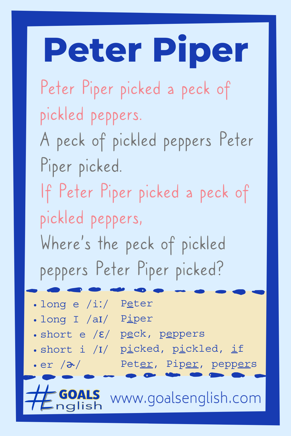 Practice Pronunciations With Peter Piper. – TNLF