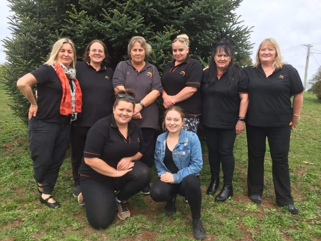 Deloraine Trade Centre’s successful aged care students. Back: TasTAFE teacher Anne James, Gaye Donohue, Elizabeth Sherriff, Simone Claridge, Ann Barber, Rosanne Barrett. Front: Aleisha Bott, Gracey McGee.