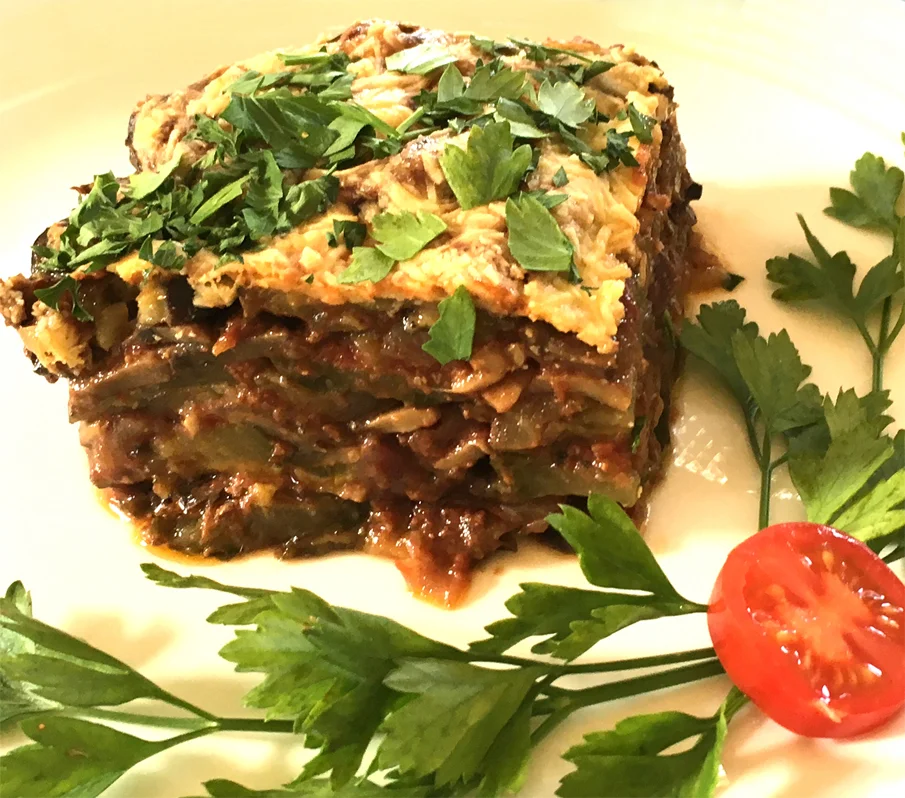 Inspirationally marrying the veggie versions of moussaka and lasagna, moussagna yields a light,yet hearty, fresh veg-packed casserole. Photo by Wai Lin Coultas