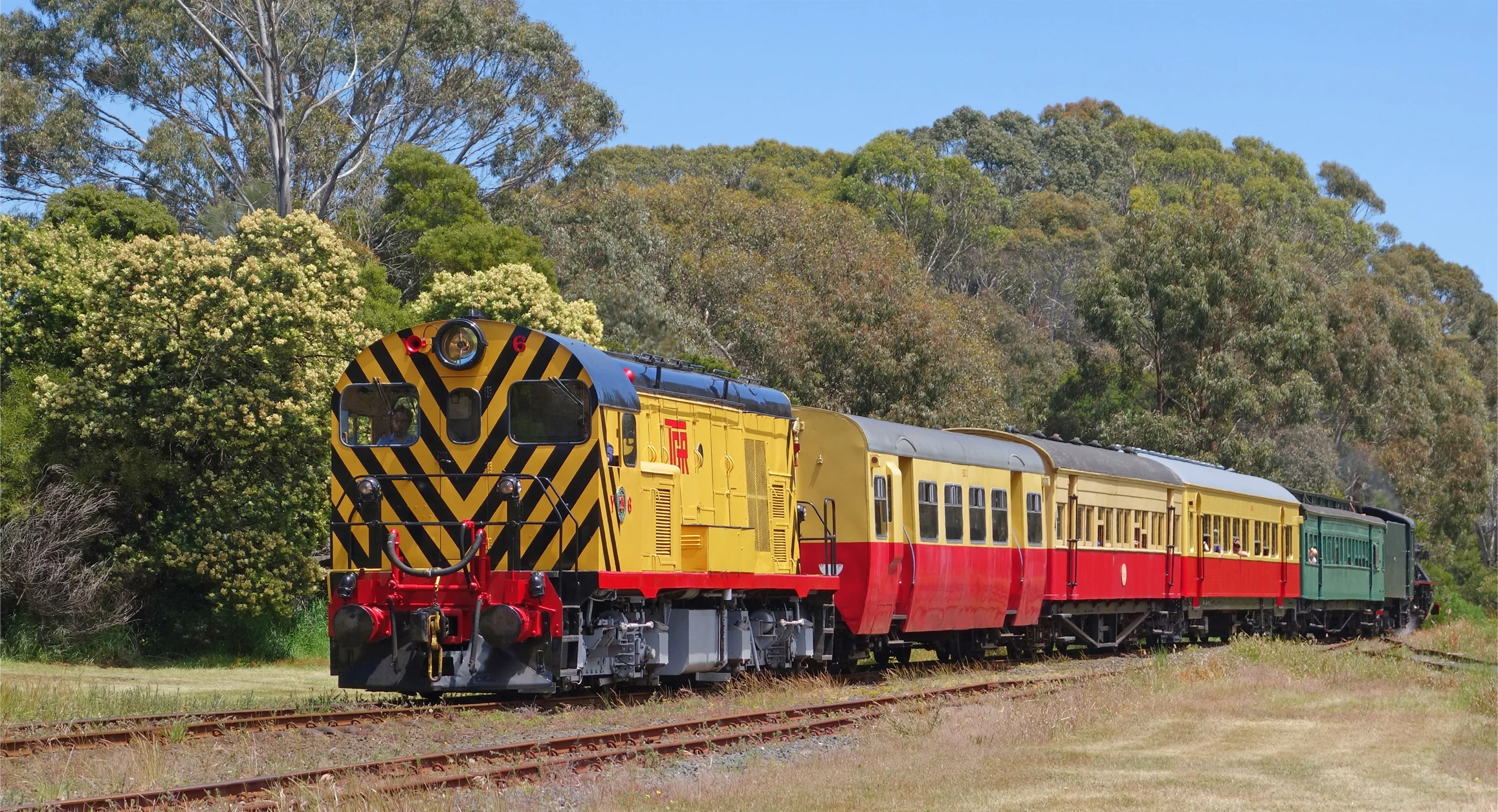 The Don River Railway diesel locomotive and heritage carriages. Photo supplied