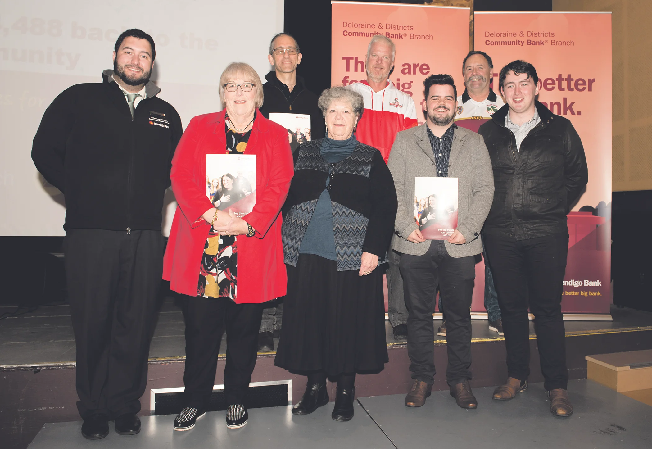 The 2019 recipients of the Deloraine & Districts Community Bank® Branch Meander Valley Community Grants, at the Little Theatre in Deloraine. Photo supplied