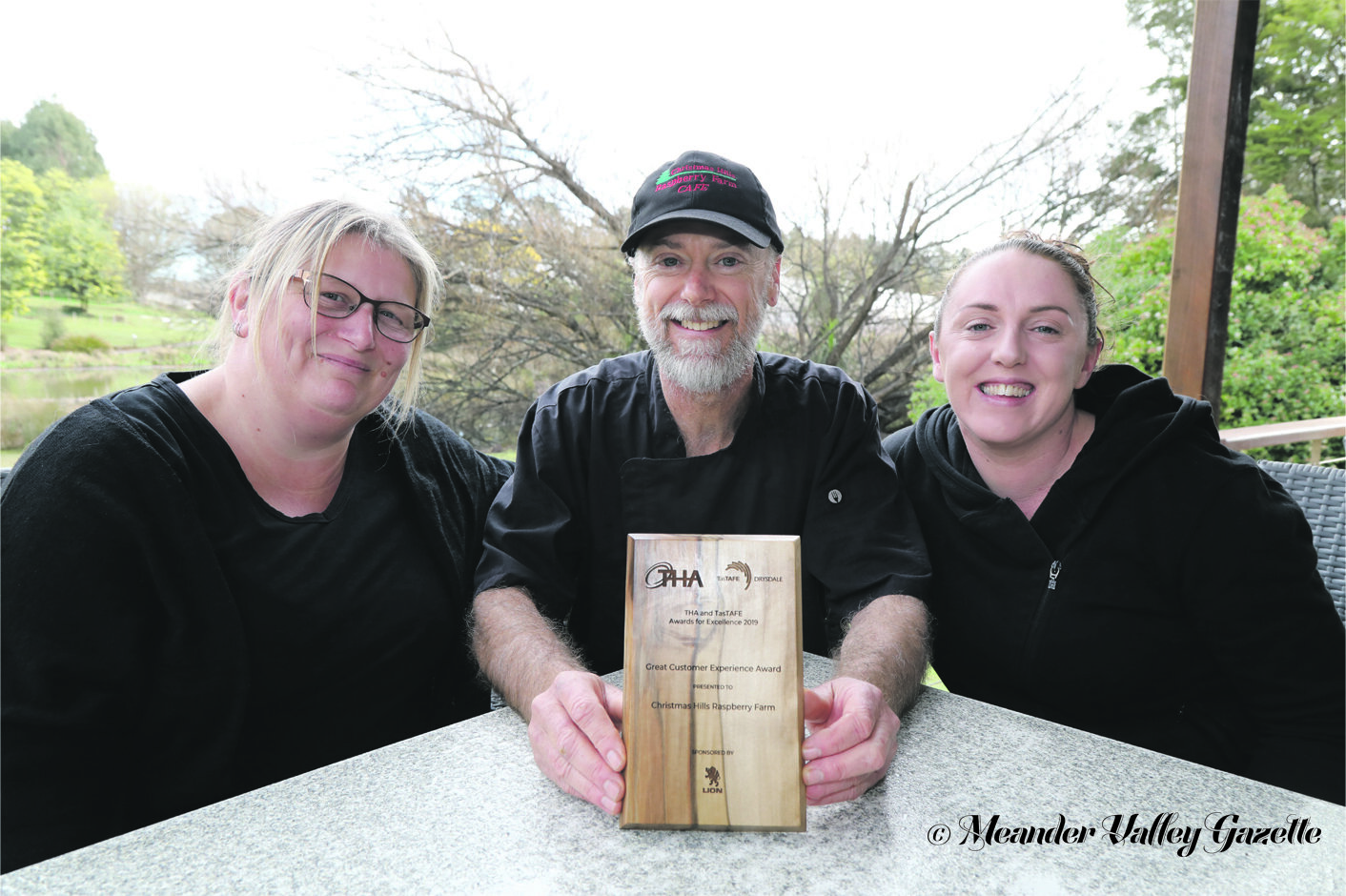 Photo by Mike Moores Café supervisor Peta Robinson, chef Michael Lambert and manager Elise Chilcott – proud of their staff, service and food – now proud customer experience award winners.