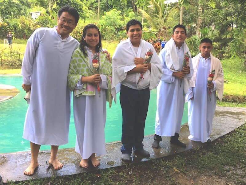  Our Provisional Elder Ryun Chang baptizing new believers - Coban, Guatemala 