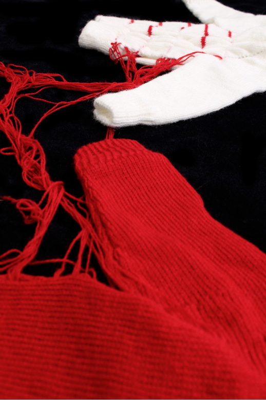 Leech (detail), second-hand yarns of unknown materials, 2014