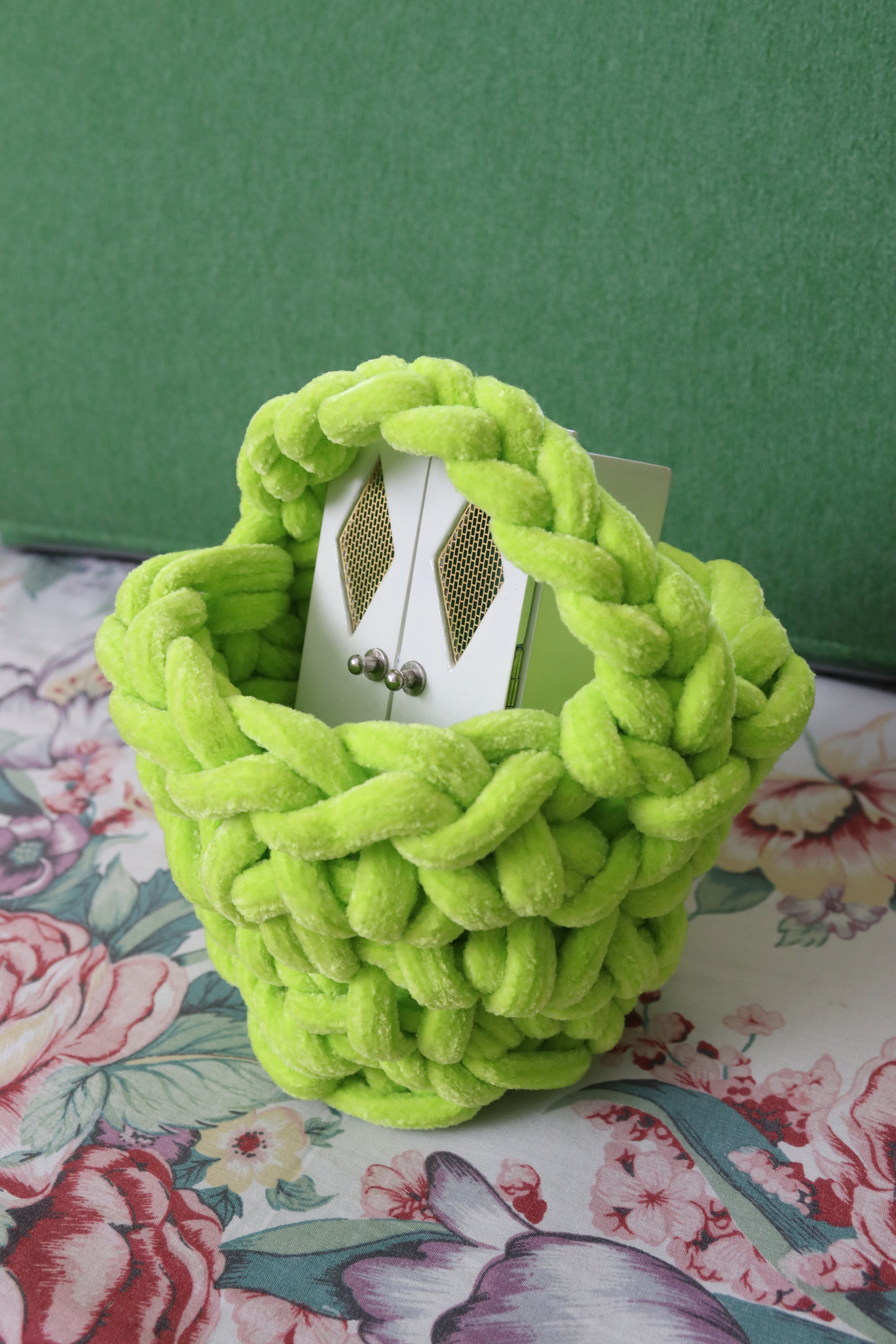 Chunky Neon Green Crochet Purse