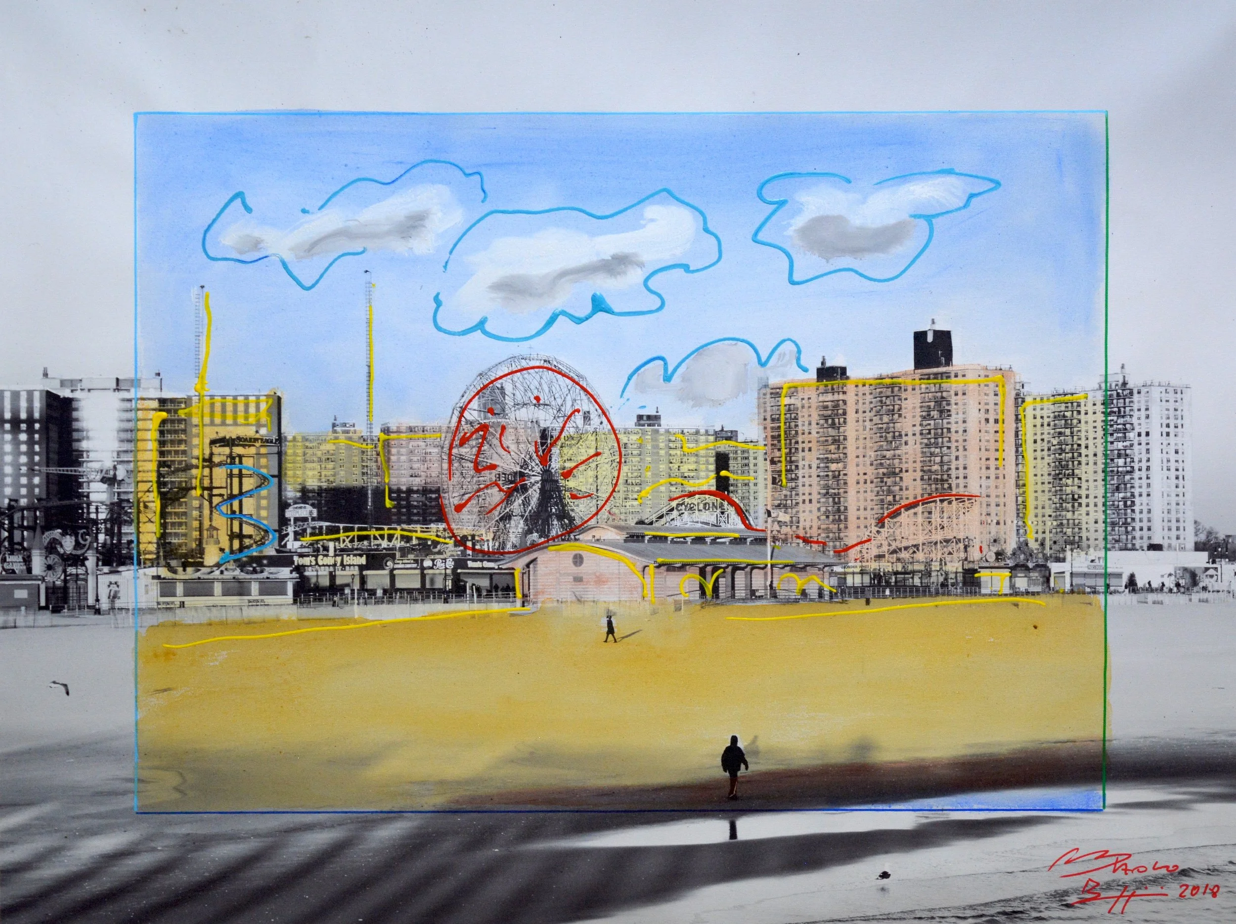 Coney Island 2018  (painting over photo)