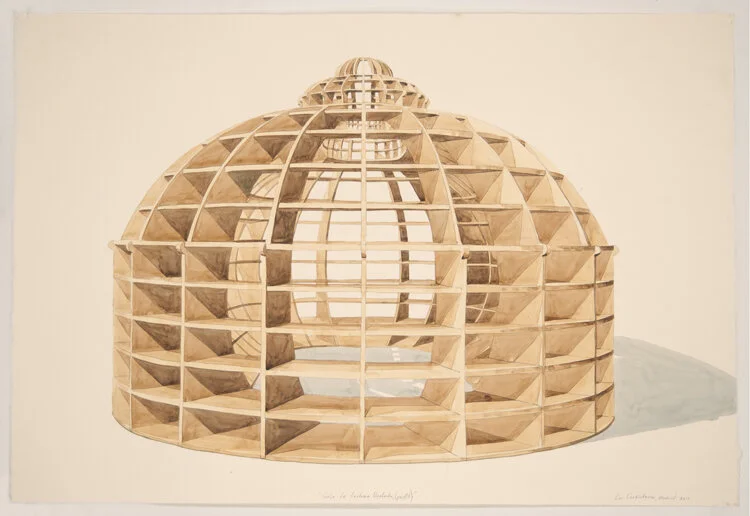  Sala de lectura ovalada, 2011 Watercolor on paper 76 x 122 cm  