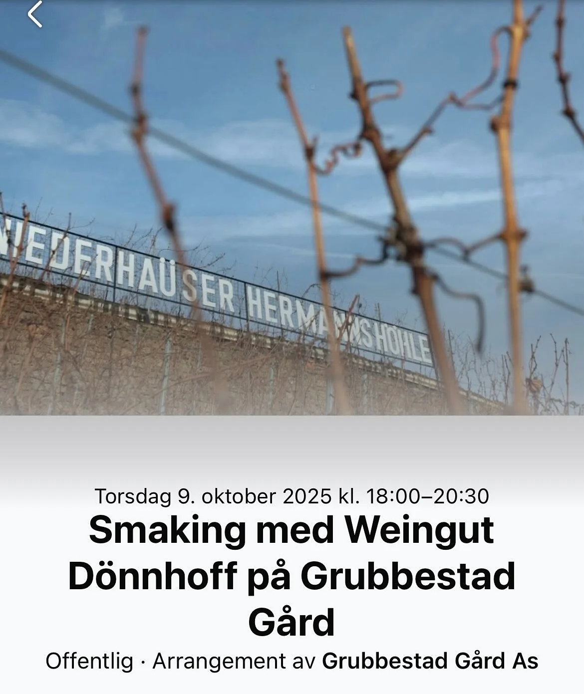 Vi f&aring;r storfint bes&oslash;k av @weingut.doennhoff 9.10
Dette blir en fin kveld med en smak av norsk og tysk vin, fremdeles noen ledige plasser 😊🍇