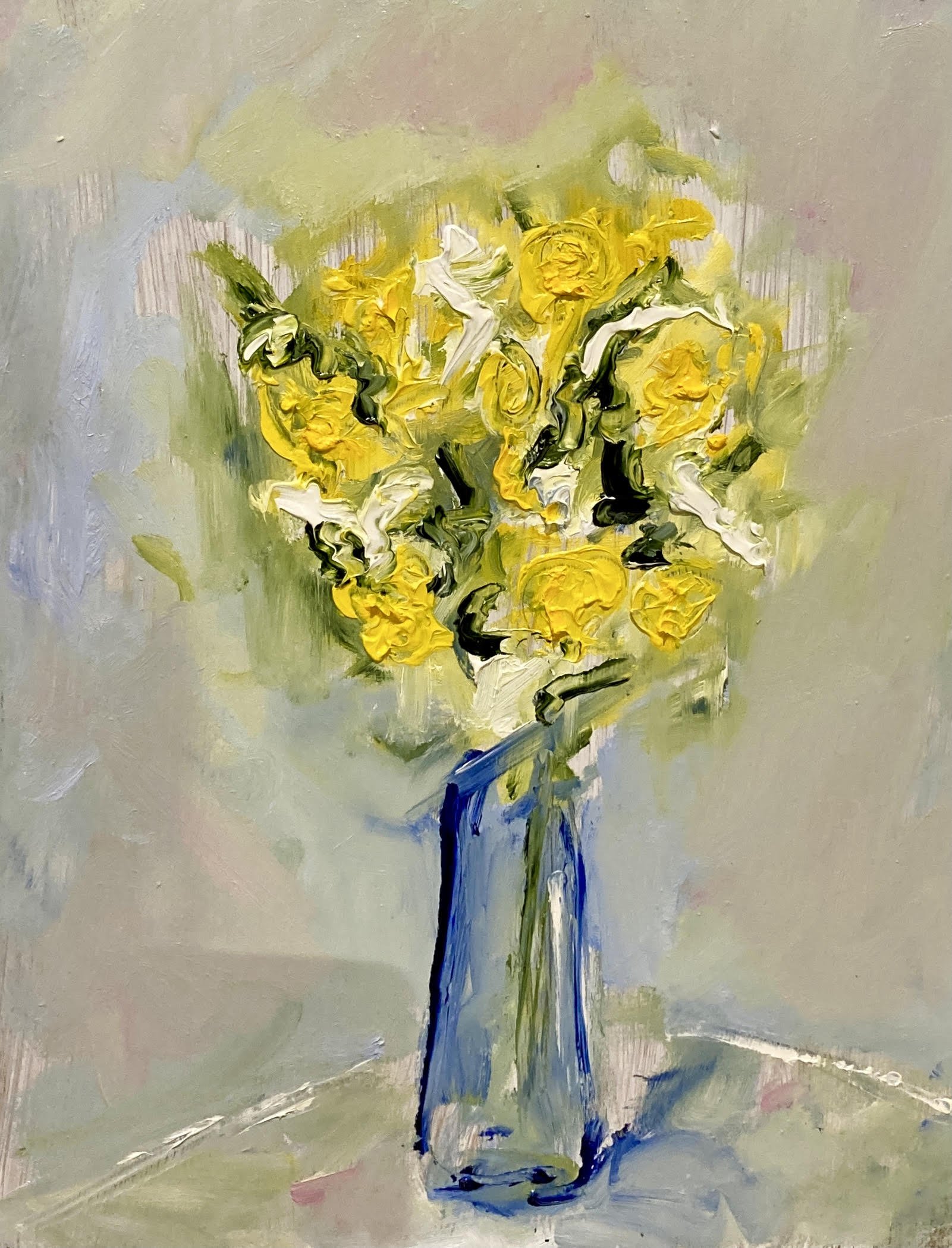 Yellow Roses (oil on board)