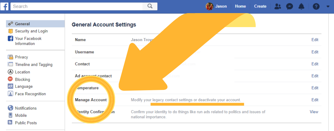 “Manage Account”