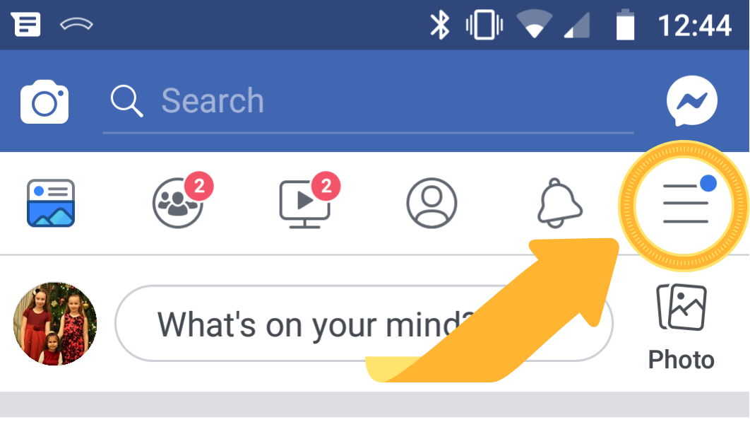 Three Lines on Facebook App on Phone or Tablet