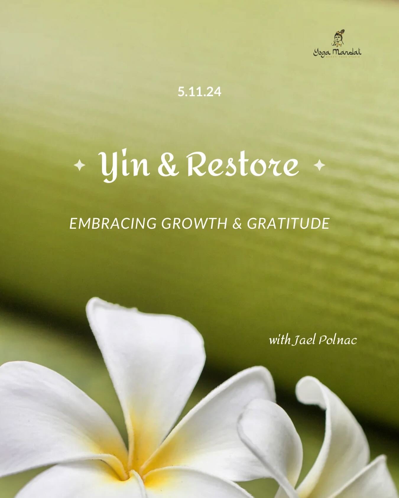 Join Jael this Saturday for her wonderful Yin &amp; Restore offering! 

Embrace the energy of May where we find gratitude for all that nourishes our growth

🌸