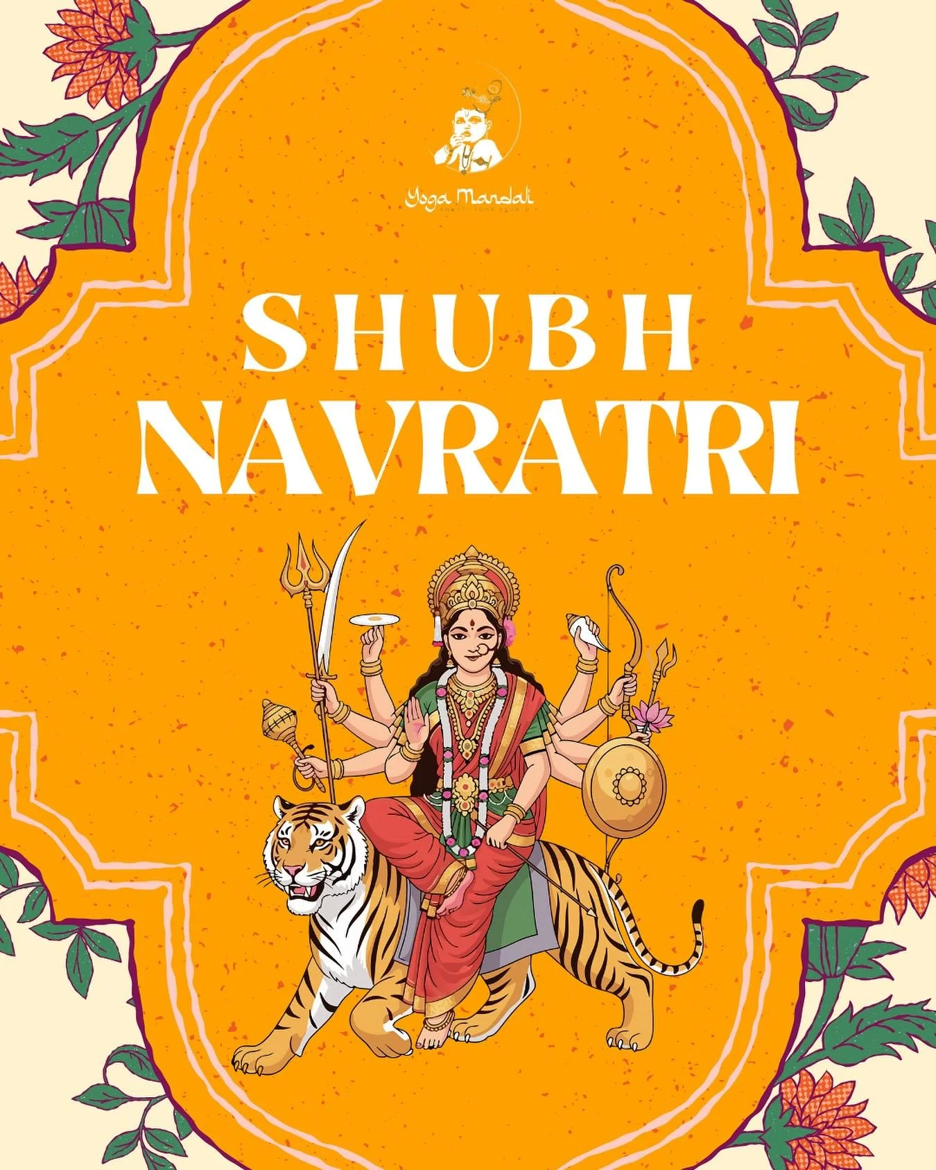 Blessings for peace and prosperity on this last night of Navratri! May Goddess Durga empower you with strength and resilience. 🧡💛❤️

Let&rsquo;s honor the divine feminine energy within us through mindful movement and meditation. Join us at one of t