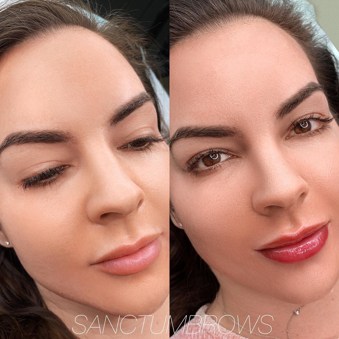 Lip Blush!

Color will initially appear vibrant, but will soften within a few weeks of the lips healing. This is a two, sometimes three step process (Depending on the saturation the client is trying to achieve or if dark tones need neutralization).

