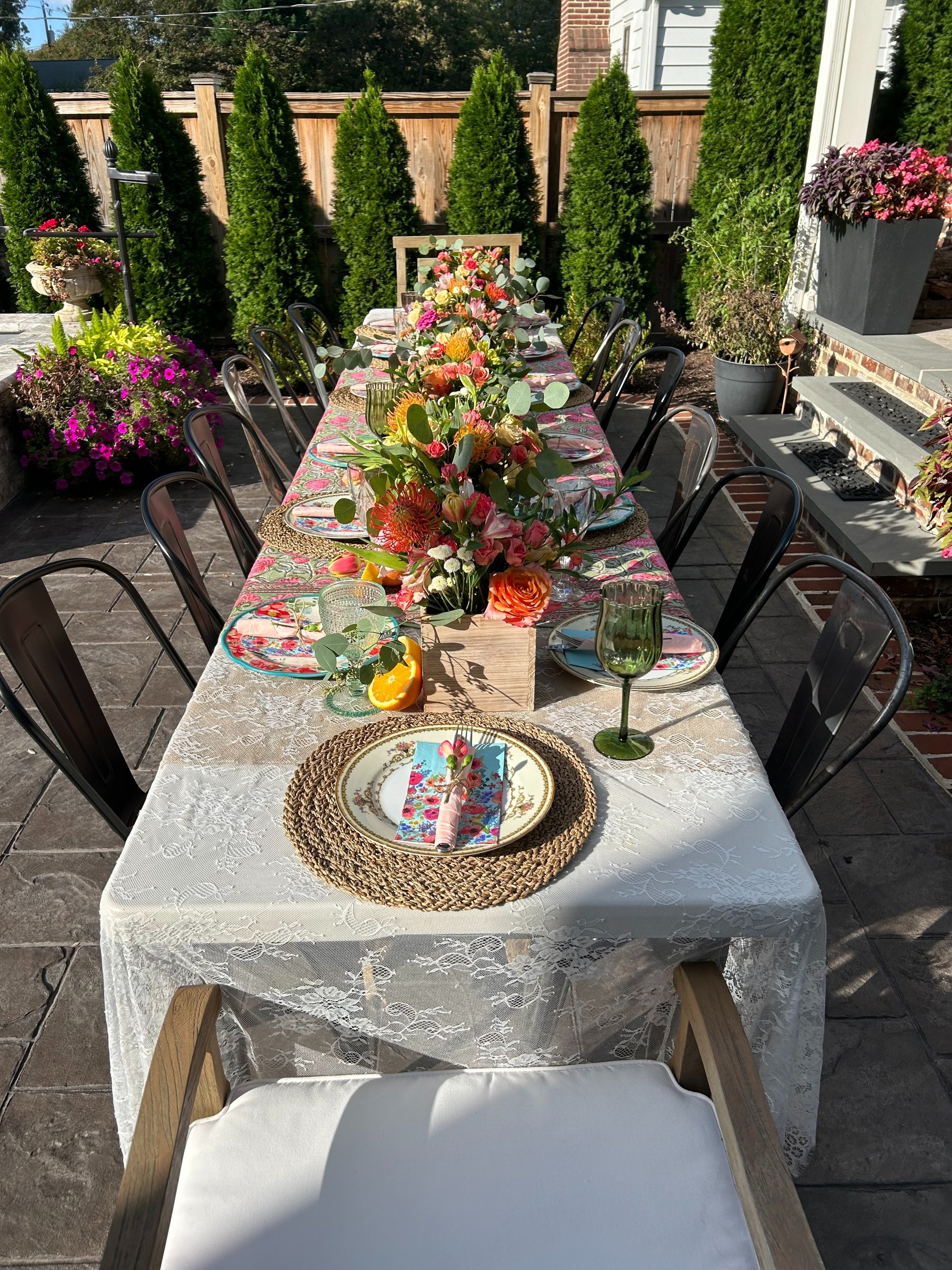 Floral Design Workshop and garden party table scape