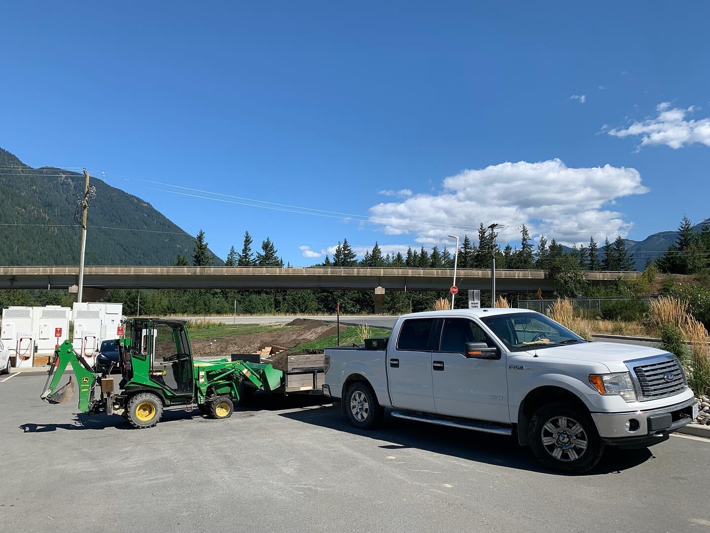 Beauty day up in Hope prepping turf for a new Tesla station☀️