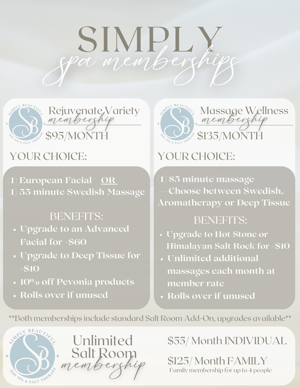 Save With Spa Memberships — Simply Beautiful Day Spa