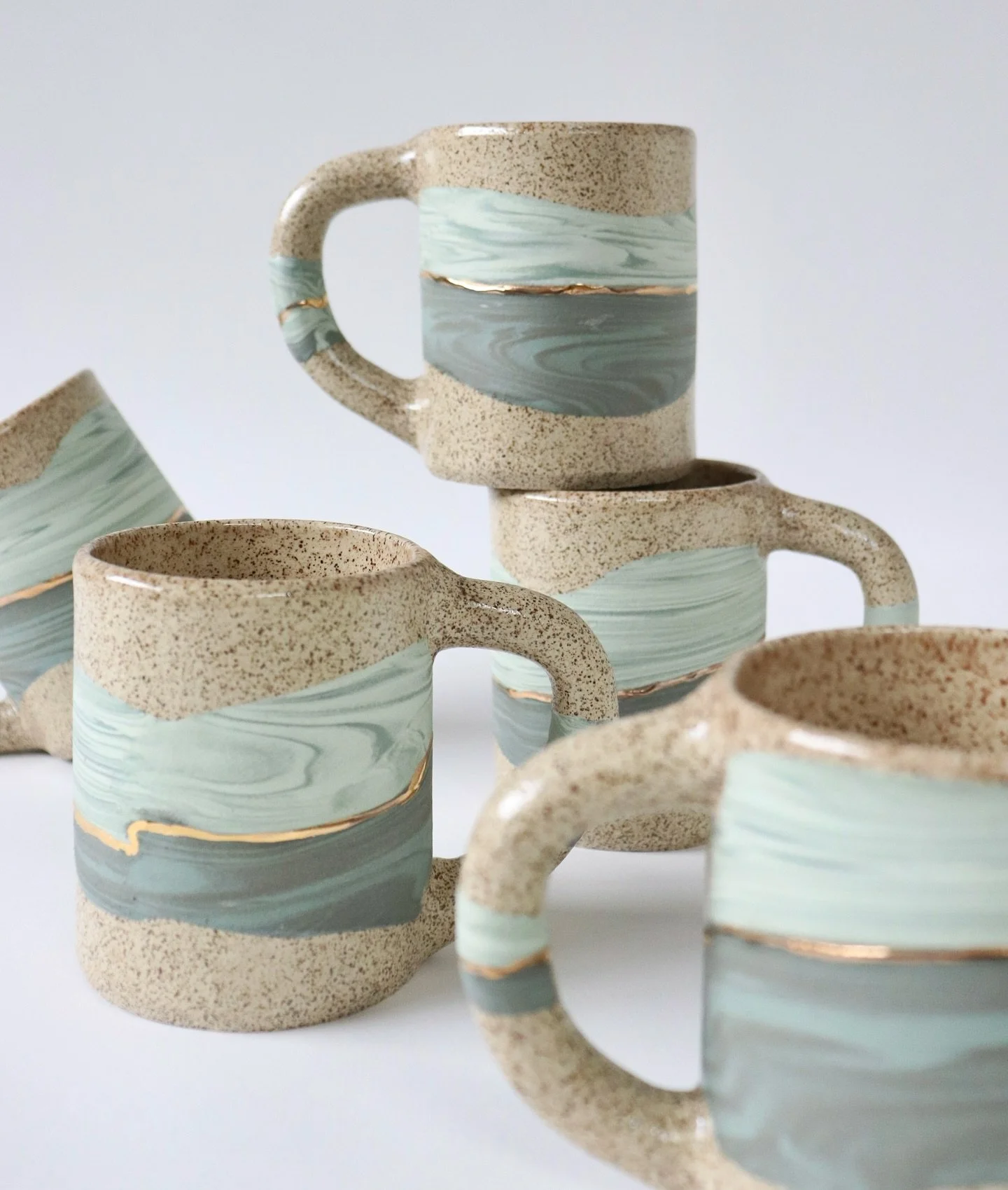 I&rsquo;m looking forward to this weekend&rsquo;s @artstarphilly Spring market, this Sat&amp;Sun at @cherrystreetpier! Finishing up a batch of these ocean inspired OLA mugs, each hand built using colored clay nerikomi and inlay techniques with a touc