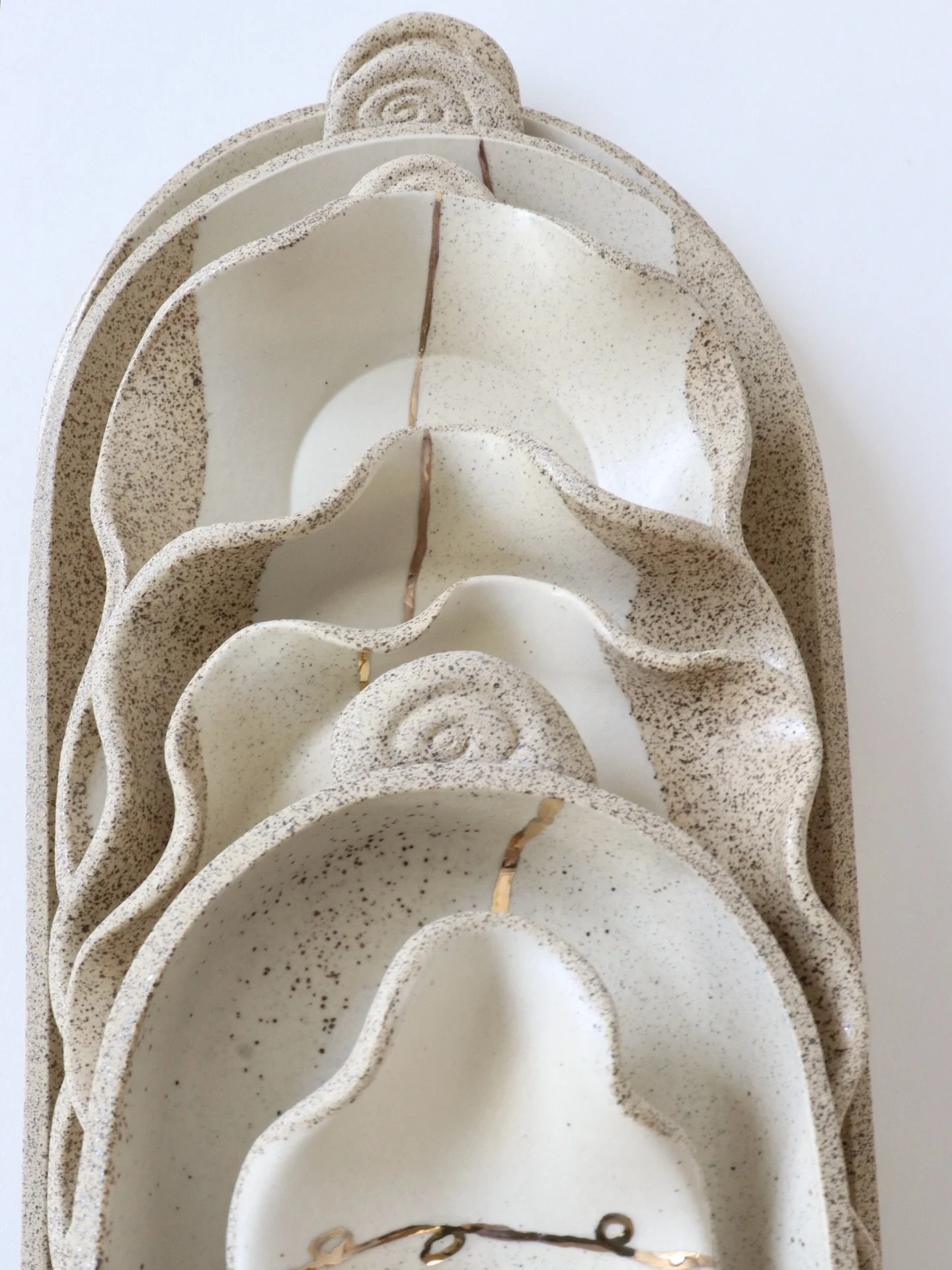 A pretty stack.✨ OLA trays in neutrals piling up for all my upcoming mrkts for you to bring home for your dining table, vanity or even bedside. 

See you tomorrow, Saturday, in Princeton, NJ at @artscouncilofprinceton &ldquo;Sauce for the Goose!