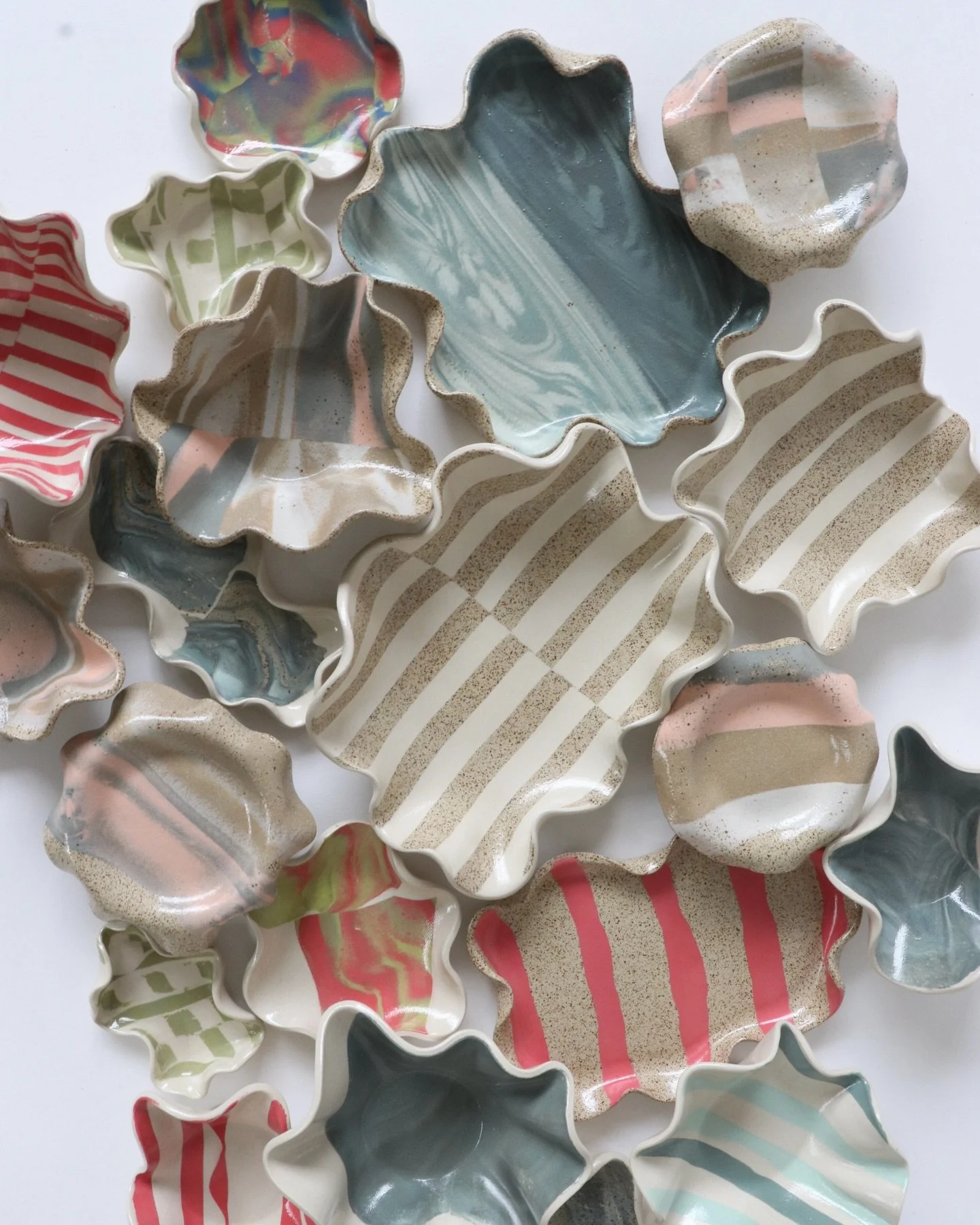 In the many, many years I&rsquo;ve been creating my FORMA and Ruffle platters the most fun I have making them is when I can be spontaneous in the process. I love using the extra bits of inlay/nerikomi slabs leftover from making my larger pieces to fo