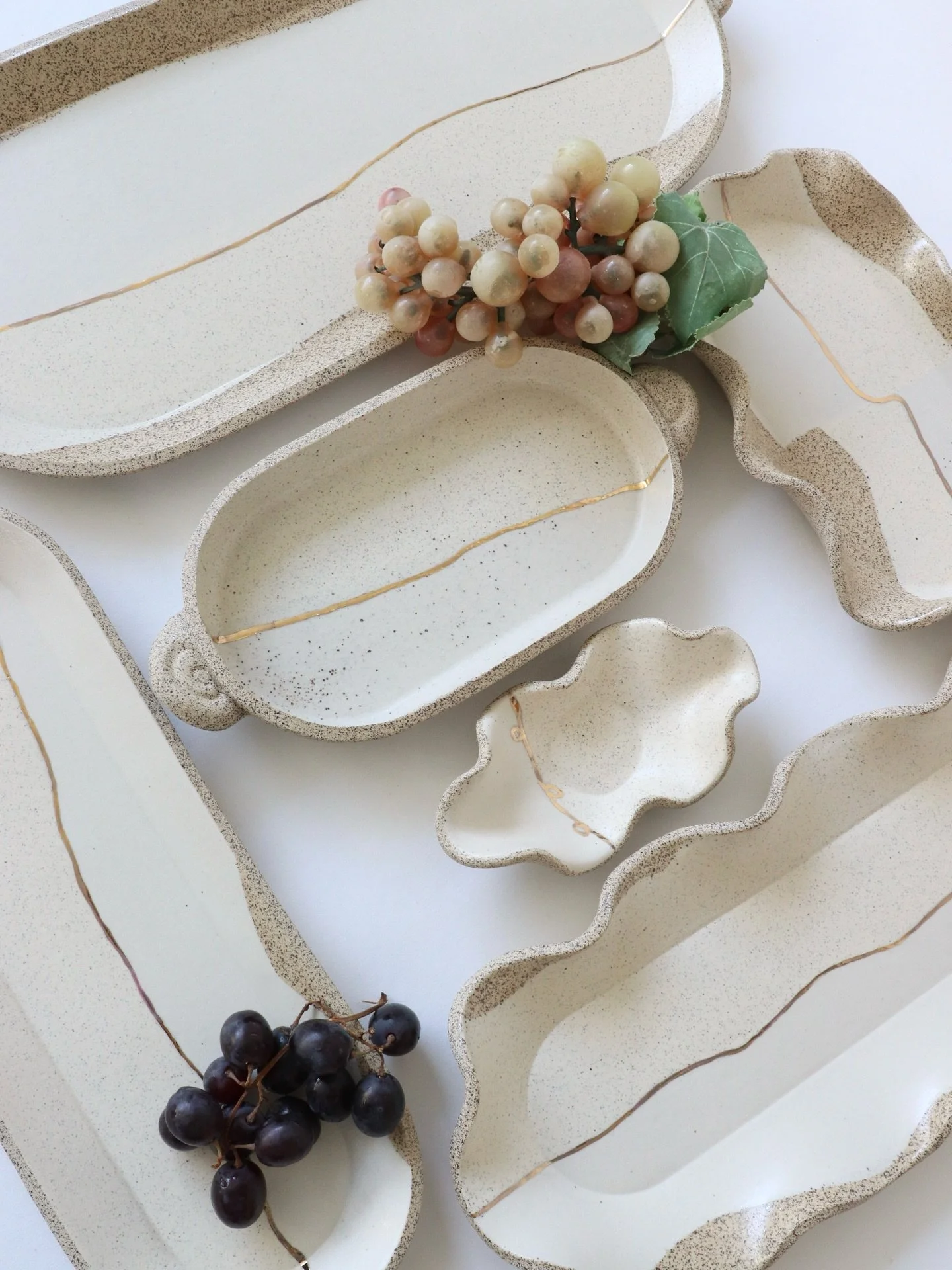 Nerikomi shades of white inlaid into speckled stoneware clay with a touch of gold.✨To serve from, to place on, to admire. 

It&rsquo;s holiday market season! My Philly area folks I hope to see you this weekend at @clovermarket.