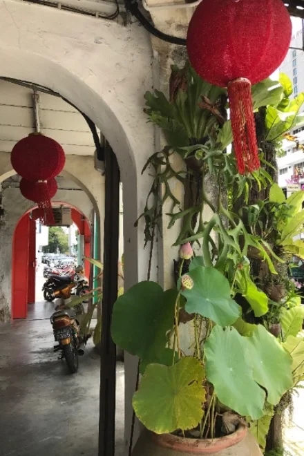 Walking through Georgetown's magical Kaki Lima, covered 5-foot walkways built-in to the front of all of the UNESCO conservation shophouses
