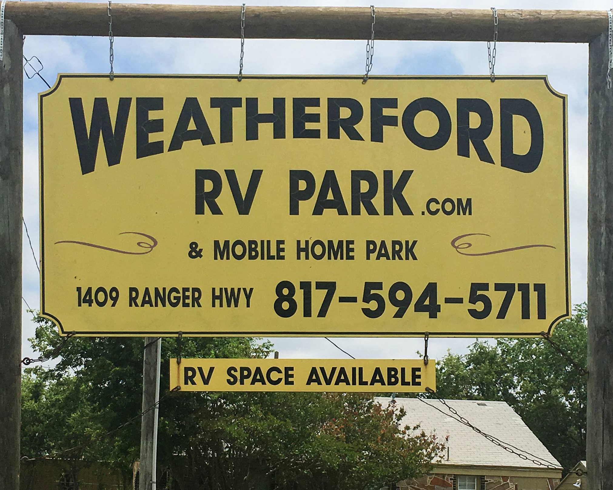 Weatherford RV Park sign