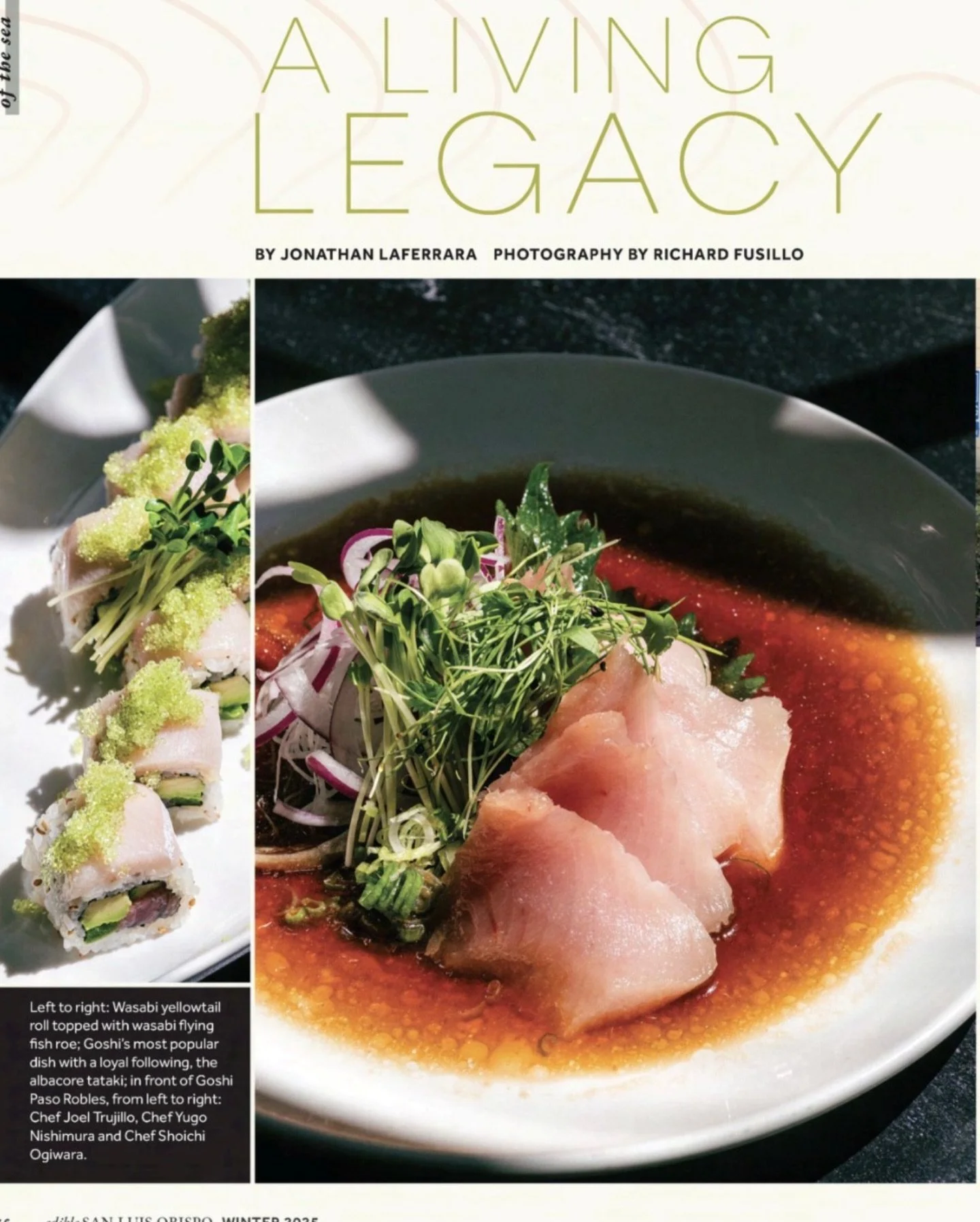 From the new Winter 25&rsquo; issue of Edible Slo. 

I visited Goshi in Paso Robles &amp; Chef Yugo Nishimura spent some time in front of my lens for the feature. 🍣 If you&rsquo;re ever craving fresh fish &amp; innovative dishes stop by! That black 