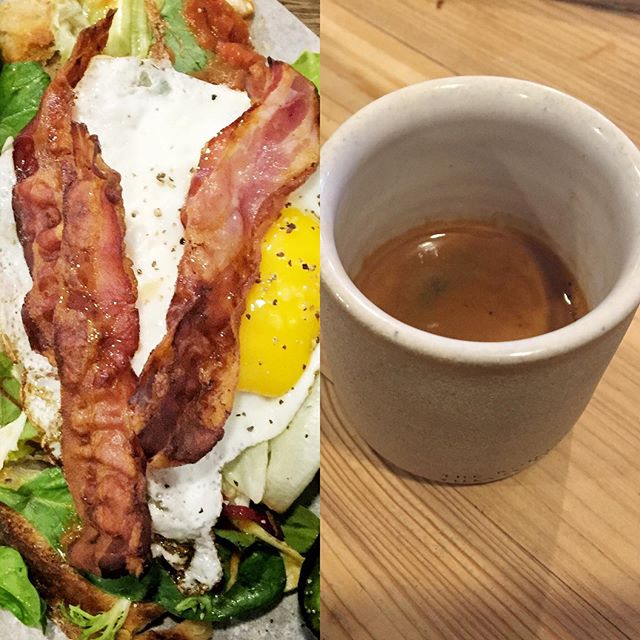 Maximalism meets Minimalism. On the left - &ldquo;The Full Rousdon&rdquo;. On the right - the simple espresso. Breakfast this morning with friends @therousdonvillagebakery - always different - never dull! Highly recommended to all our guests.