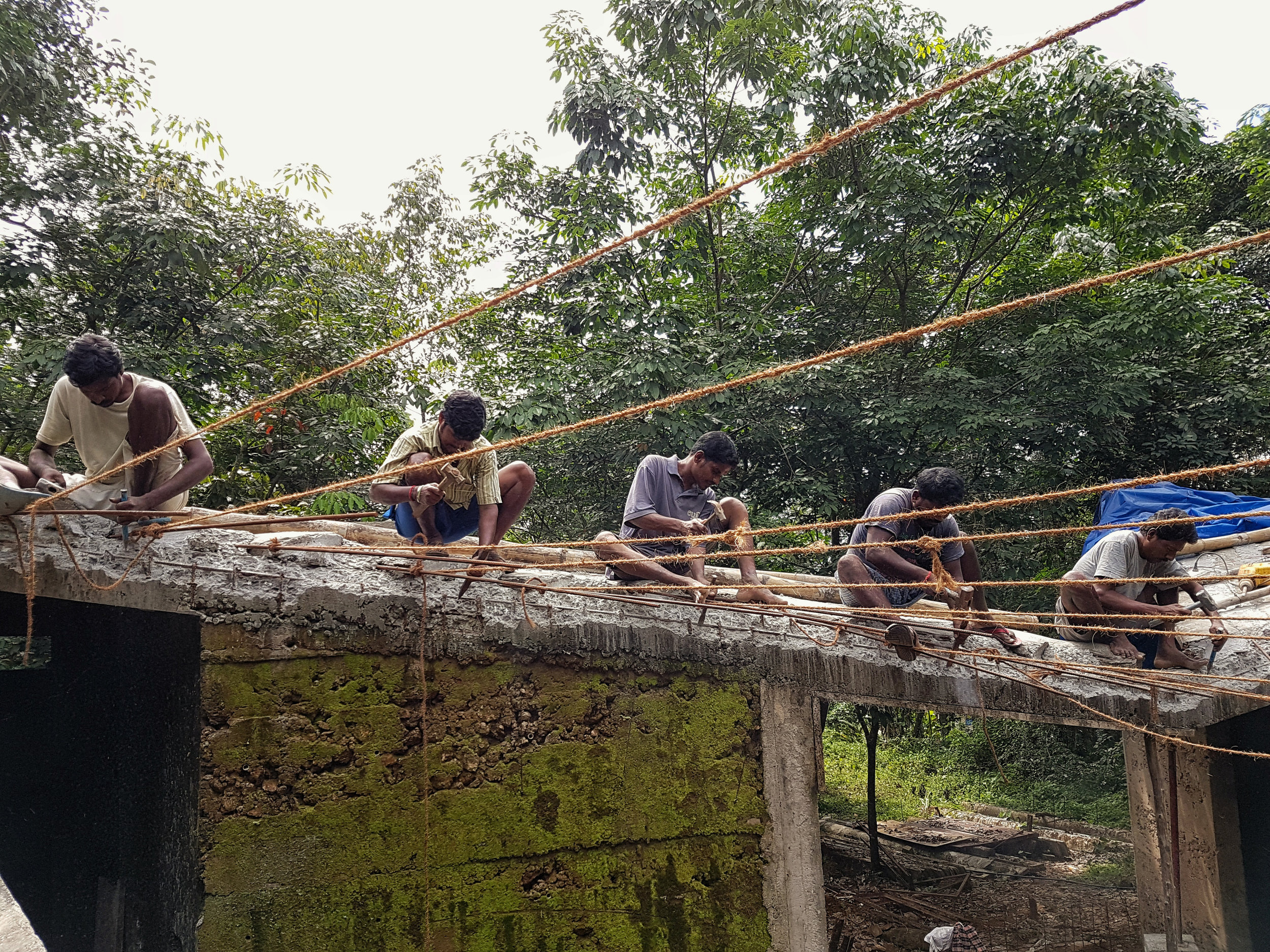 Marking being done with ropes for the shells to be placed.