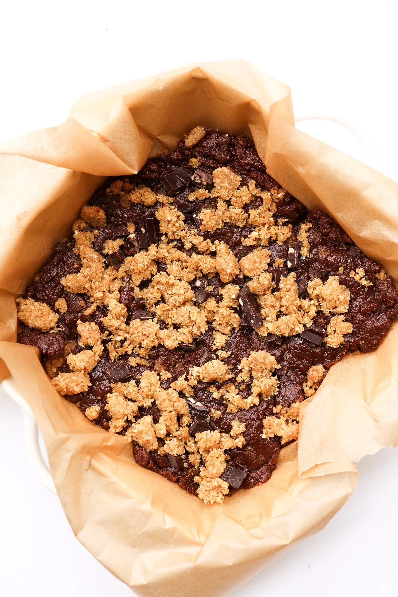 The brownie batter right before being placed into the oven!