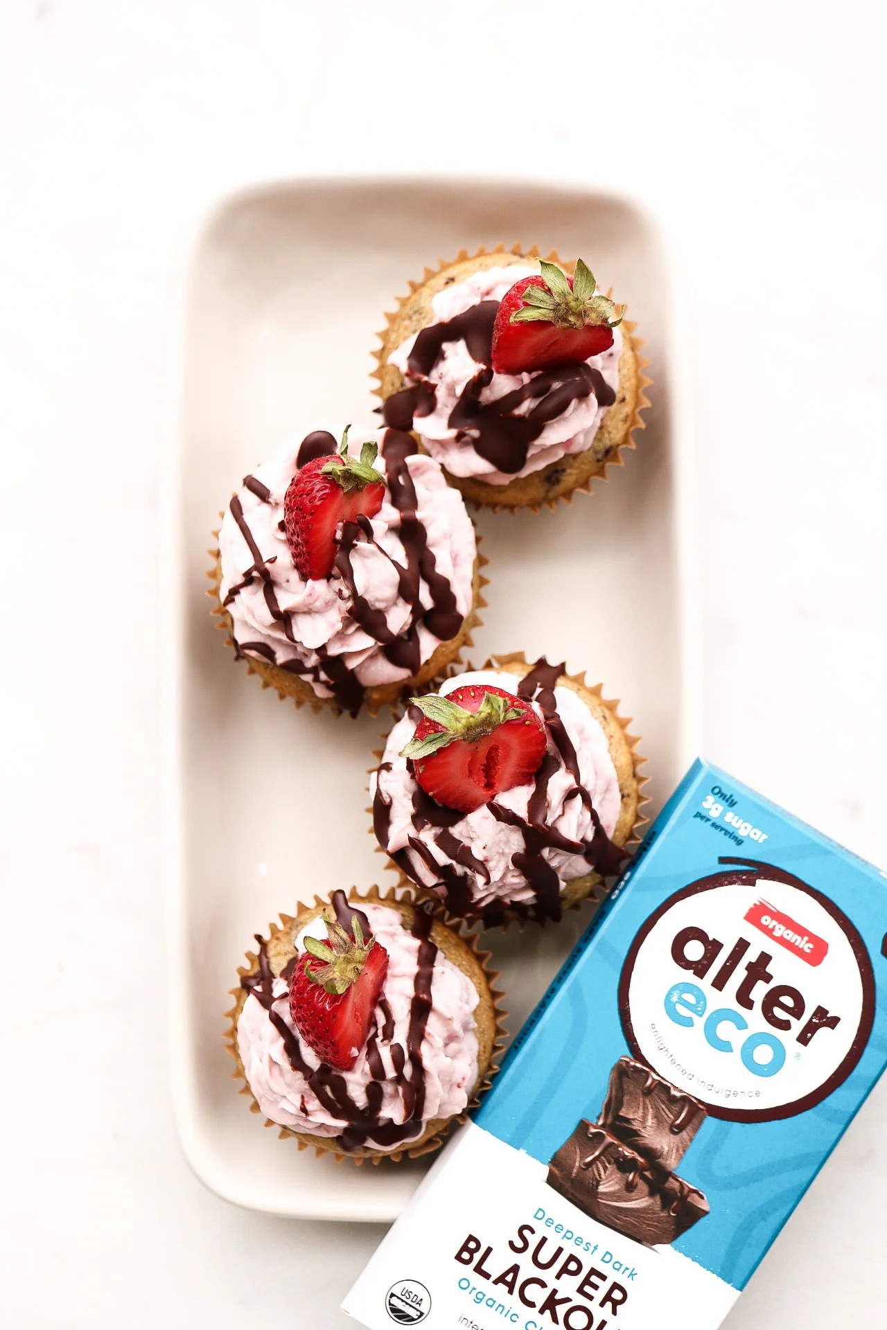 I melted some of the Alter Eco Superdark chocolate as well for a nice drizzle - but decorations are totally up to you!
