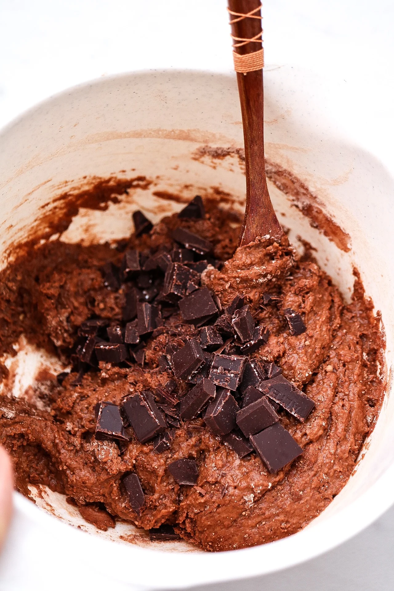 Fold in your chopped chocolate, and then scoop the batter onto your cookie sheet.