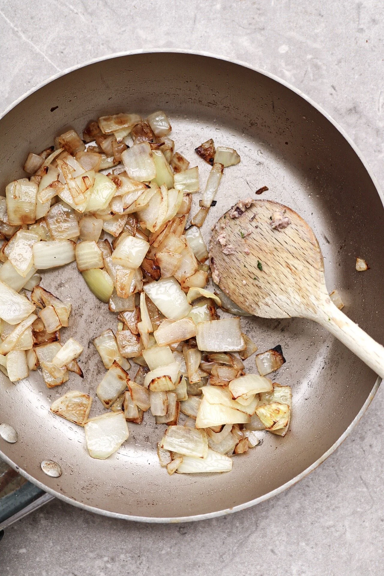 Sautee your onions on a bit of oil - I used coconut oil - until they get fragrant and golden brown.