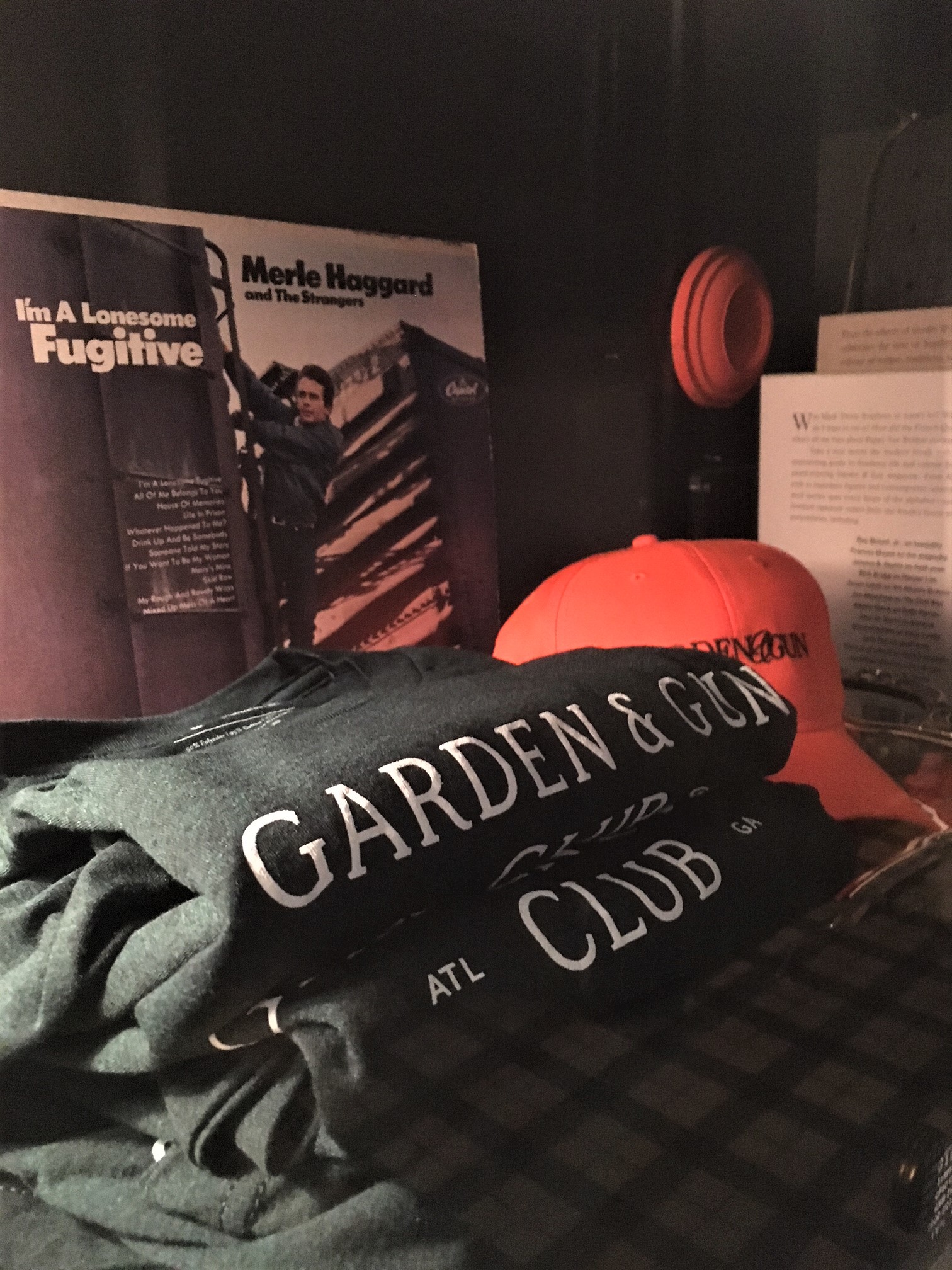 Shirts and hats for sale at Garden and Gun