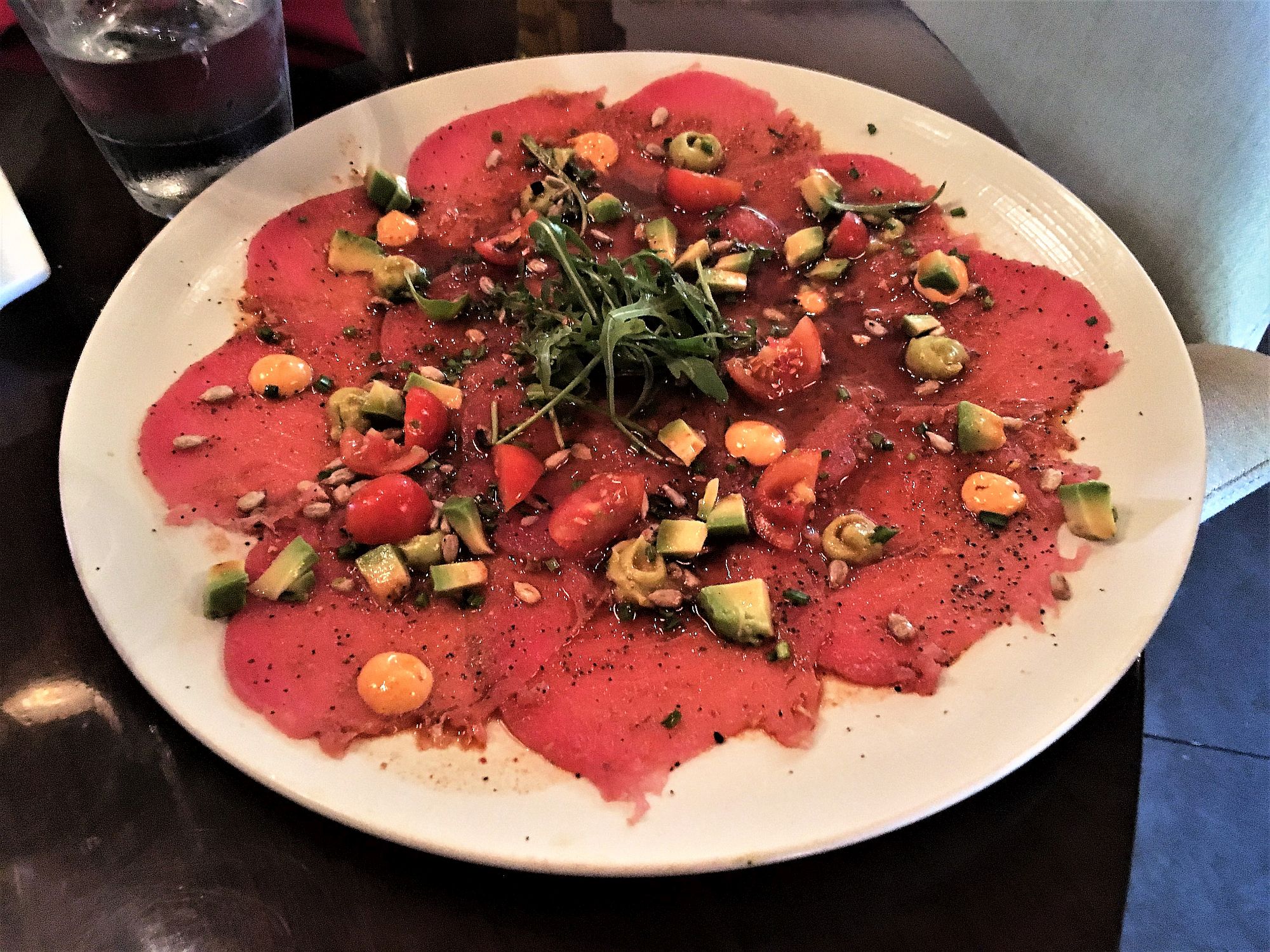 Carpaccio at La Recova in Merida, Mexico