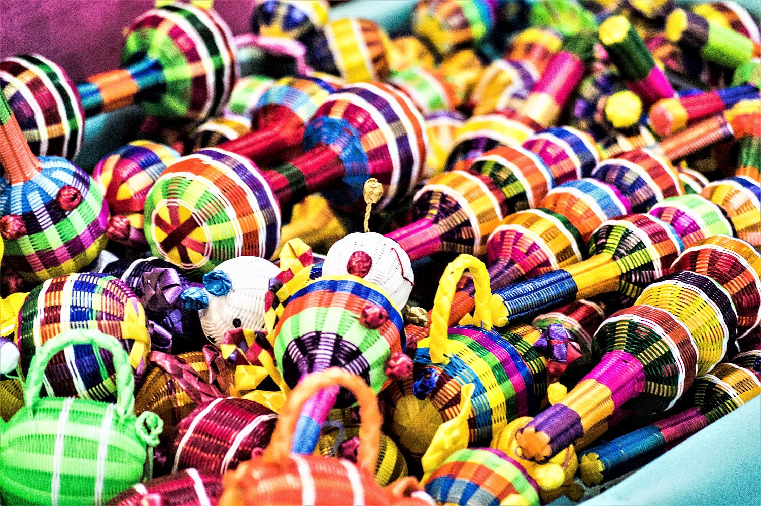 Colorful items for sale in pop up market in Merida