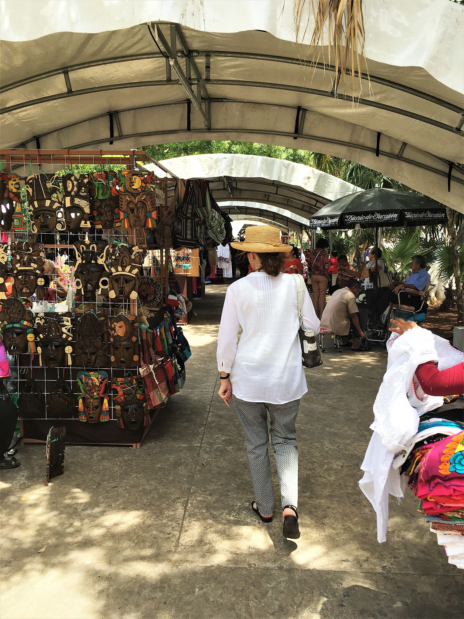 Shopping in the pop up markets in Merida, Mexico