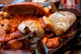 Seafood dish at Chaya Maya in Merida, Mexico