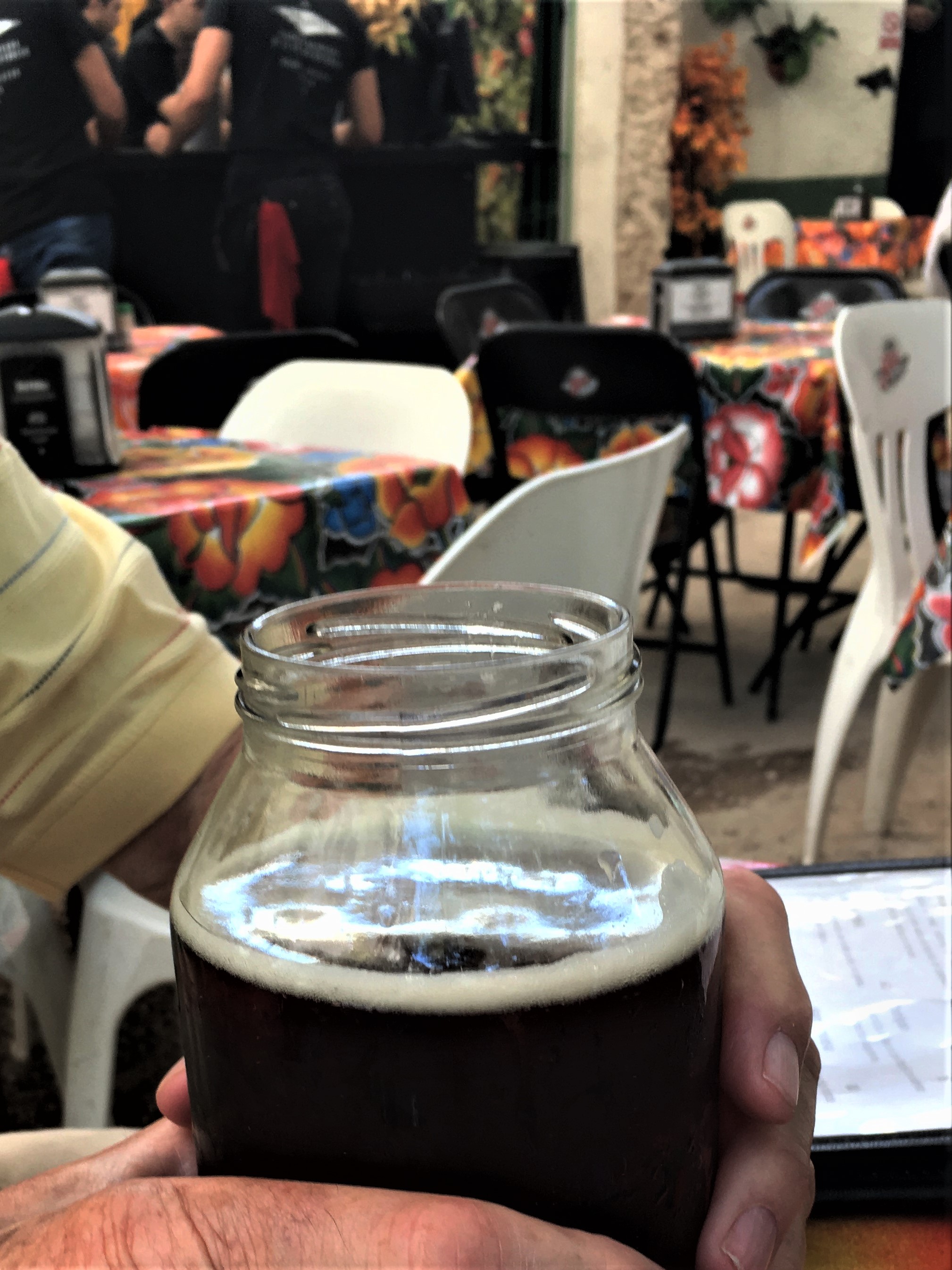 Beer in jar at La Nagrita Cantina