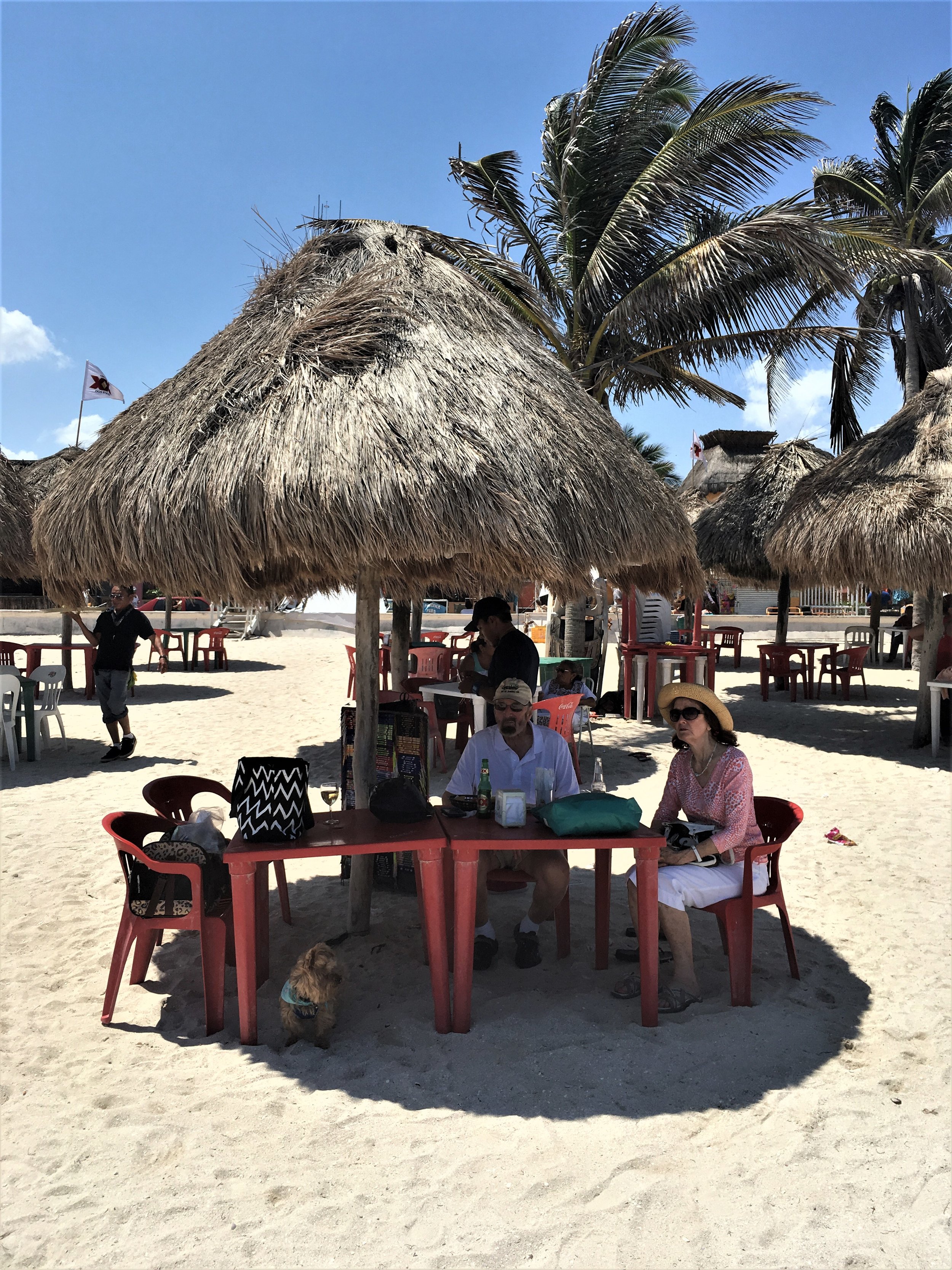 Umbrella on the beach in Progreso, Mexico
