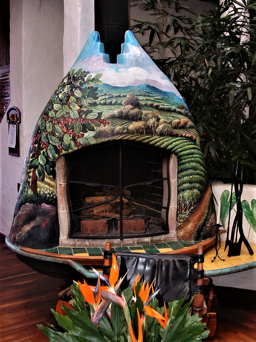Fireplace in Finca Rosa Blanca in Costa Rica