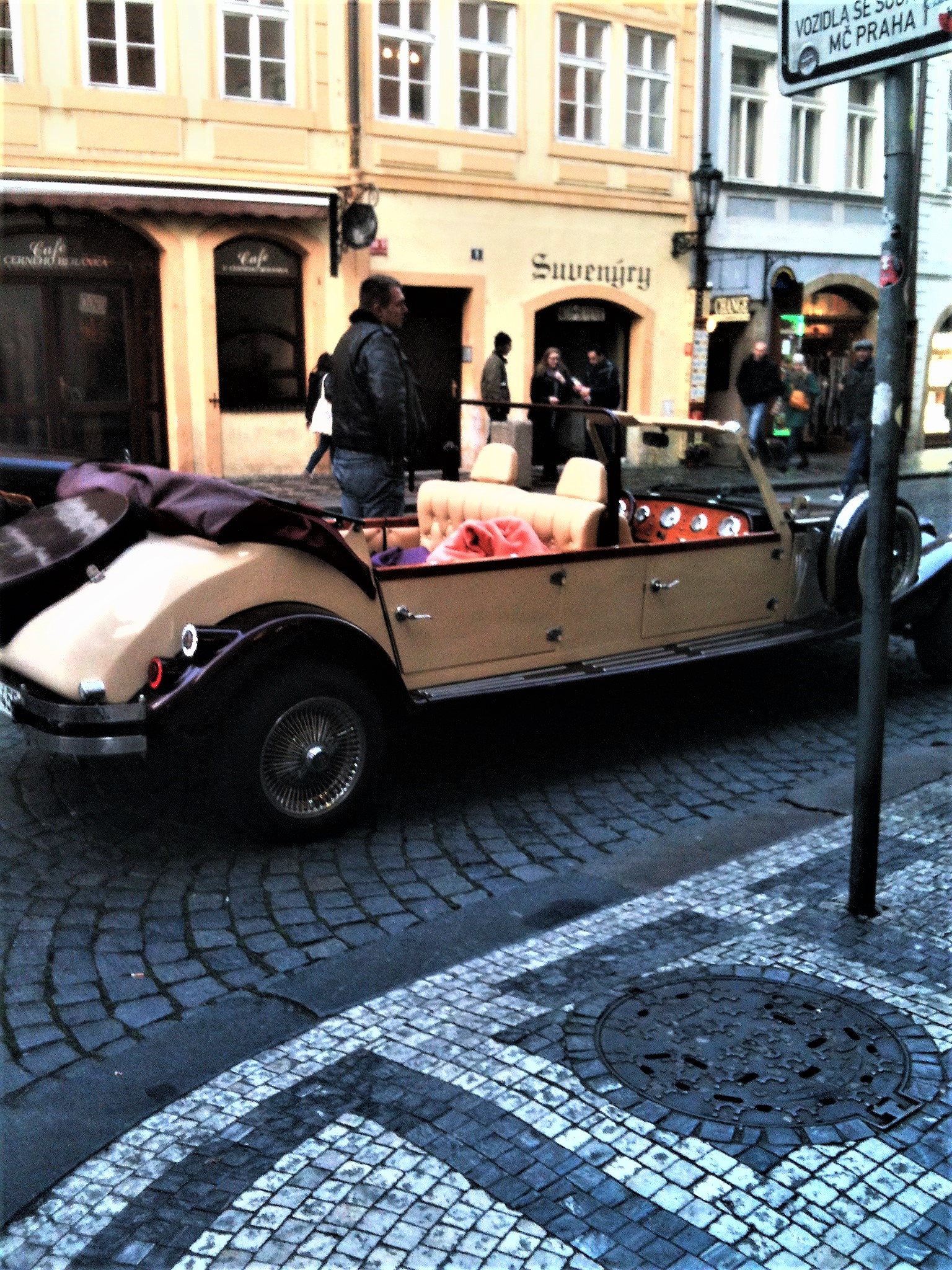 Vintage touring car in Prague