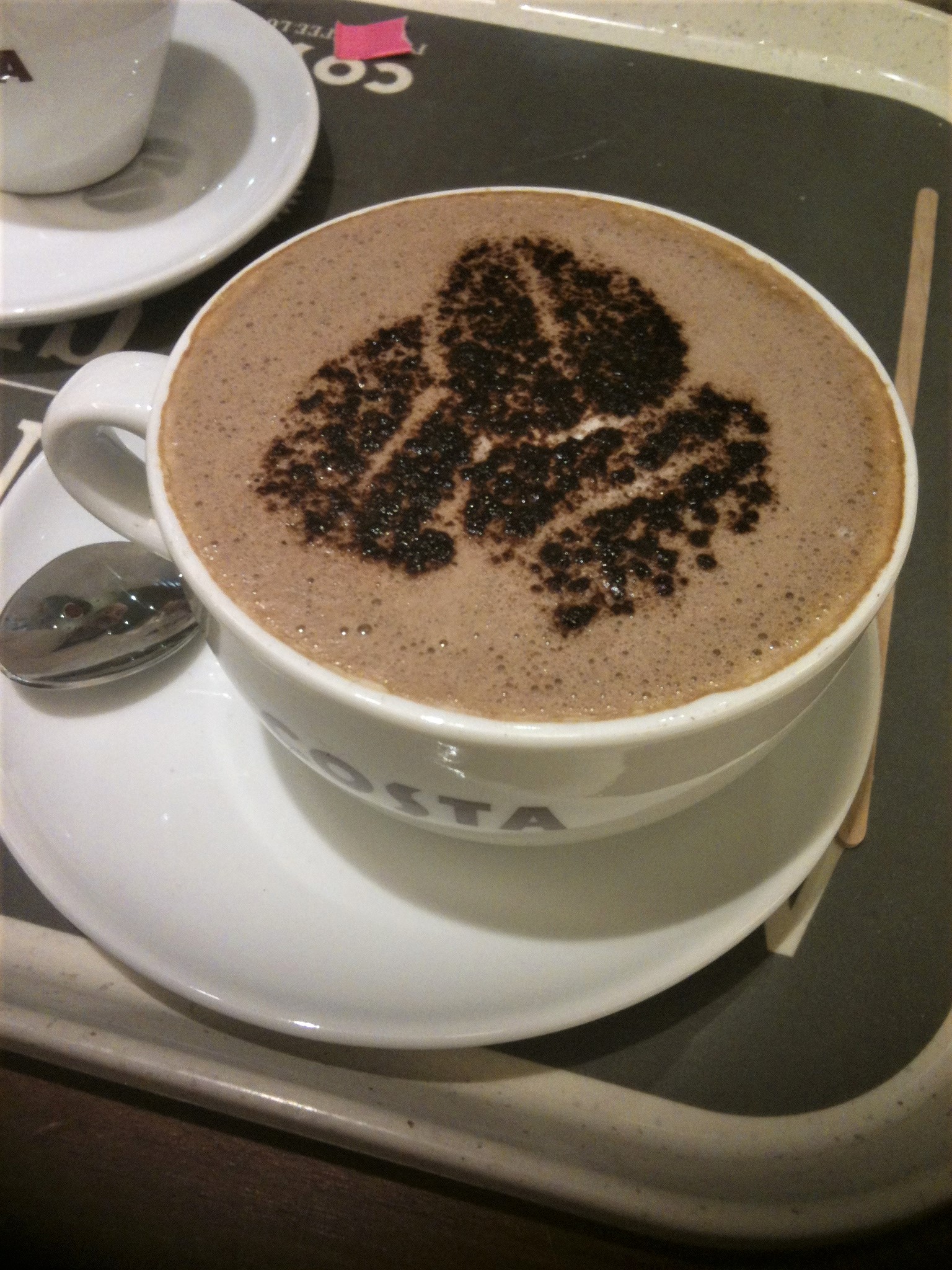 Coffee bean pattern in latte