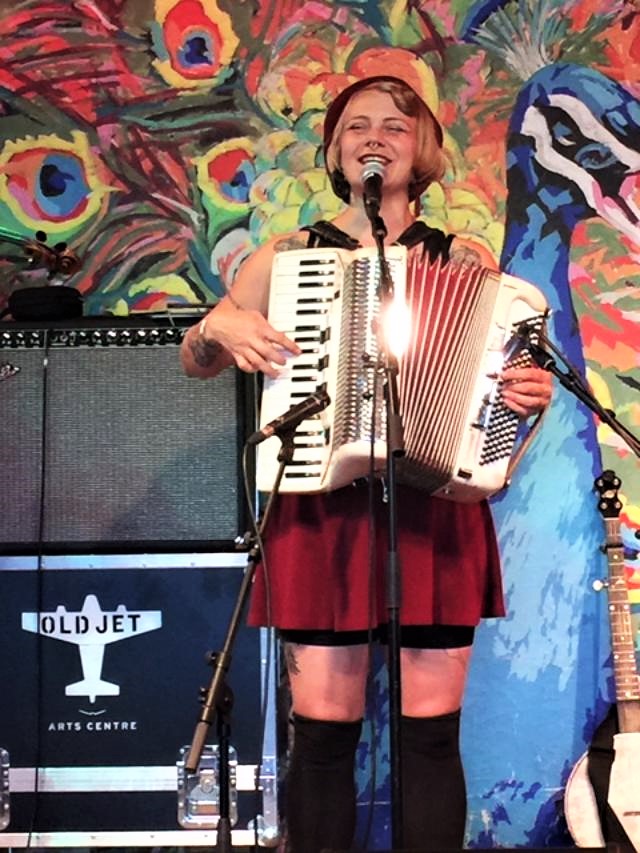 Accordian player on stage