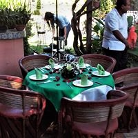 Table setting outdoors in The Peacock Garden in Ajijic, Mexico