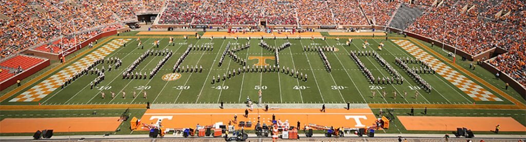 Pride of the Southland Band spell out Rocky Top