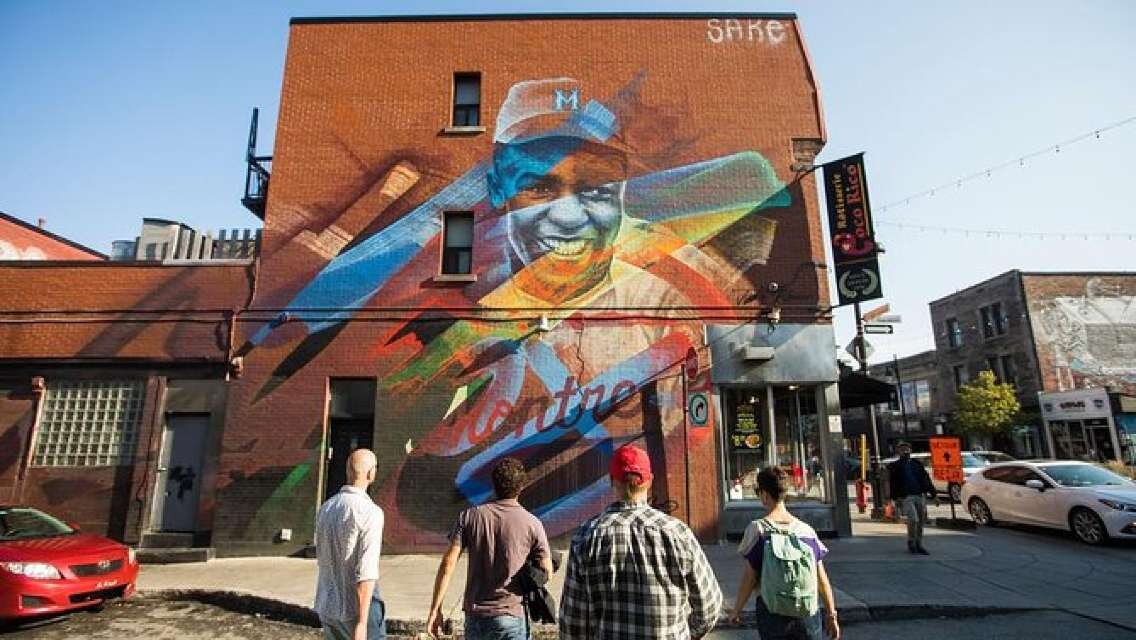 Street art murals on Saint-Laurent in Montreal, Quebec Canada